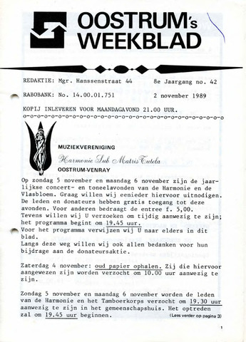 Oostrum's Weekblad 1989-11-02