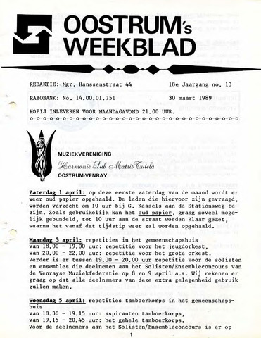 Oostrum's Weekblad 1989-03-30