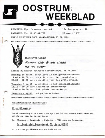 Oostrum's Weekblad 1987-03-26