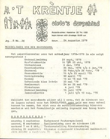 Oirlo's dorpsblad 't Krèntje 1978-08-24