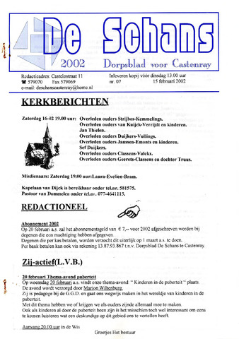 Castenrays dorpsblad De Schans 2002-02-15