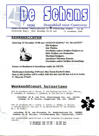 Castenrays dorpsblad De Schans 1999-11-11