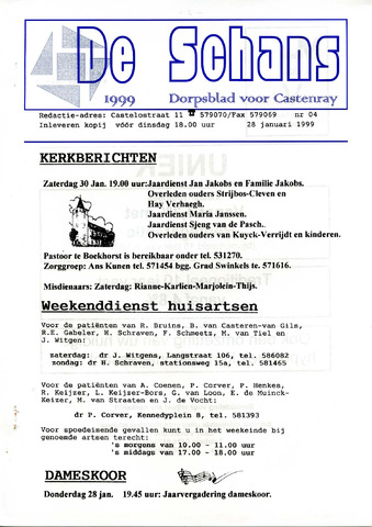 Castenrays dorpsblad De Schans 1999-01-28