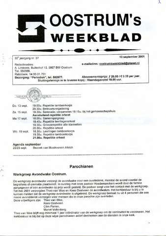 Oostrum's Weekblad 2001-09-13