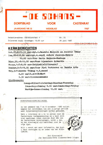 Castenrays dorpsblad De Schans 1987-06-26
