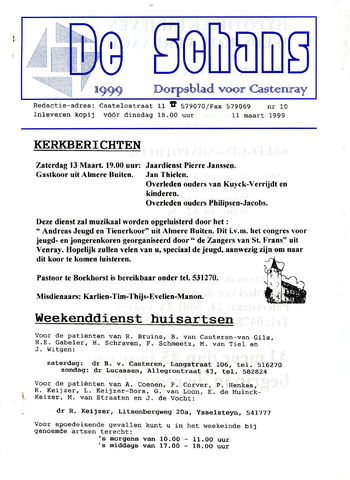 Castenrays dorpsblad De Schans 1999-03-11