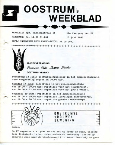Oostrum's Weekblad 1985-06-13