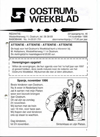 Oostrum's Weekblad 1996-11-14