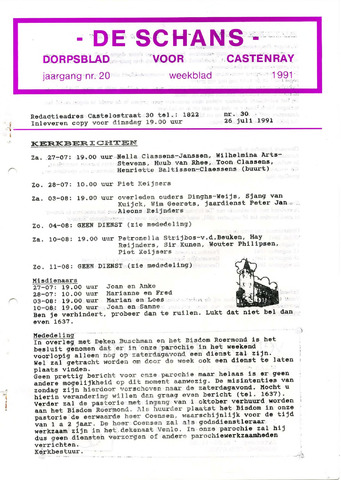 Castenrays dorpsblad De Schans 1991-07-26