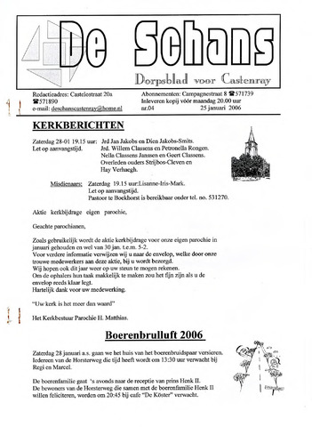 Castenrays dorpsblad De Schans 2006-01-25