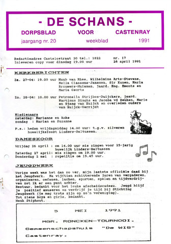 Castenrays dorpsblad De Schans 1991-04-26