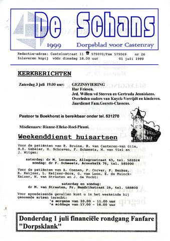 Castenrays dorpsblad De Schans 1999-07-01