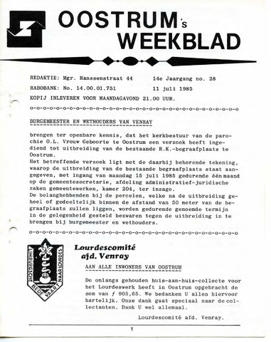 Oostrum's Weekblad 1985-07-11