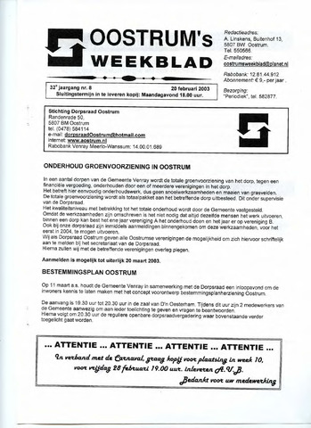 Oostrum's Weekblad 2003-02-20