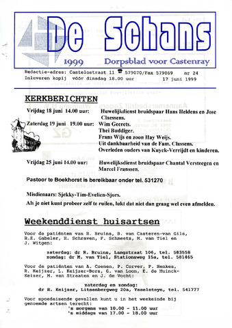 Castenrays dorpsblad De Schans 1999-06-17
