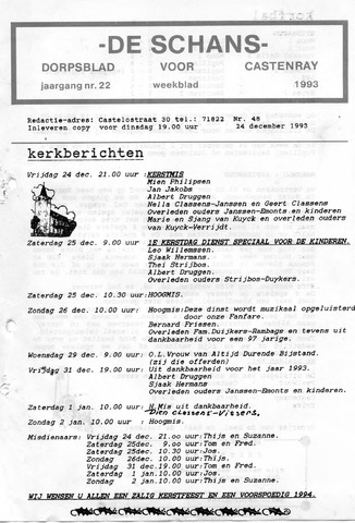 Castenrays dorpsblad De Schans 1993-12-24