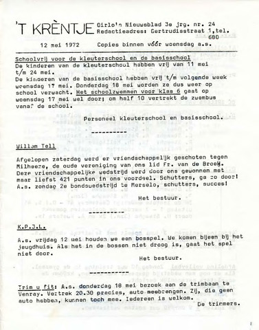 Oirlo's dorpsblad 't Krèntje 1972-05-12