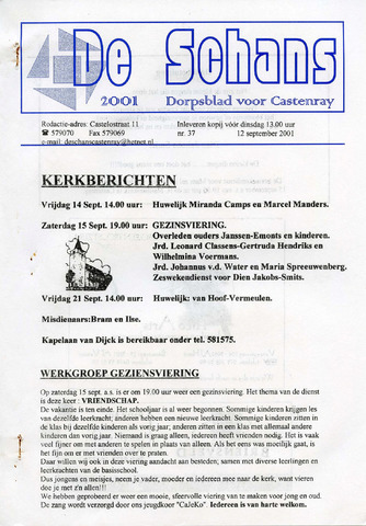Castenrays dorpsblad De Schans 2001-09-12