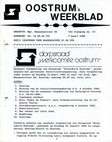 Oostrum's Weekblad 1985-03-07