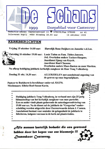 Castenrays dorpsblad De Schans 1999-10-14