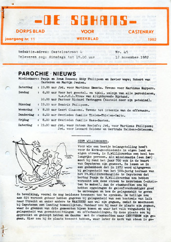Castenrays dorpsblad De Schans 1982-11-12
