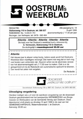 Oostrum's Weekblad 1999-04-08