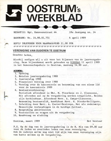 Oostrum's Weekblad 1989-04-06