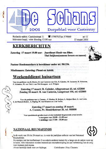 Castenrays dorpsblad De Schans 2001-03-15
