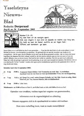 Ysselsteyns Nieuwsblad 2003-09-05