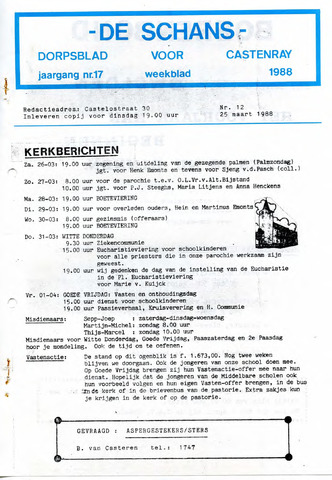 Castenrays dorpsblad De Schans 1988-03-25