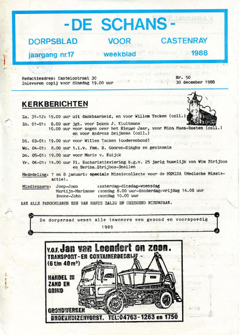 Castenrays dorpsblad De Schans 1988-12-30