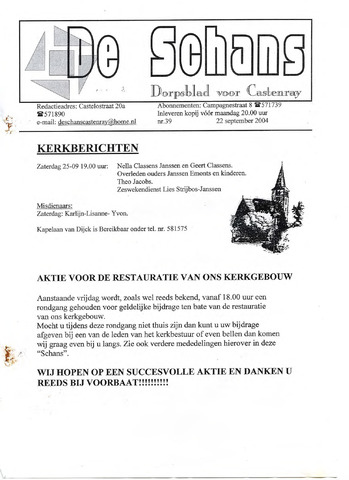 Castenrays dorpsblad De Schans 2004-09-22