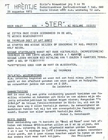 Oirlo's dorpsblad 't Krèntje 1972-08-25