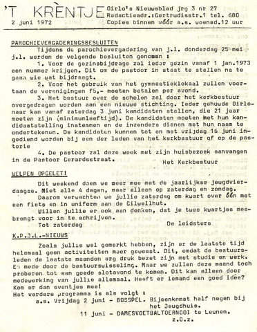 Oirlo's dorpsblad 't Krèntje 1972-06-02