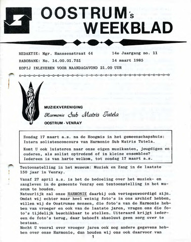 Oostrum's Weekblad 1985-03-14