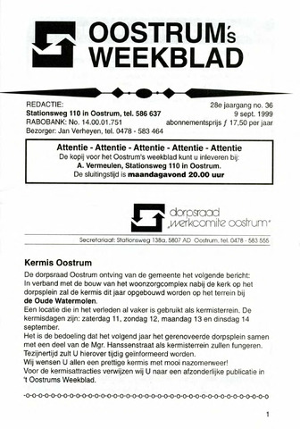 Oostrum's Weekblad 1999-09-09