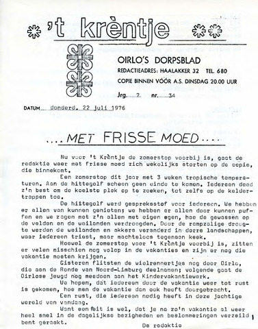 Oirlo's dorpsblad 't Krèntje 1976-07-22