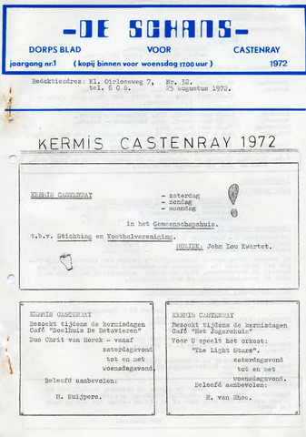 Castenrays dorpsblad De Schans 1972-08-25