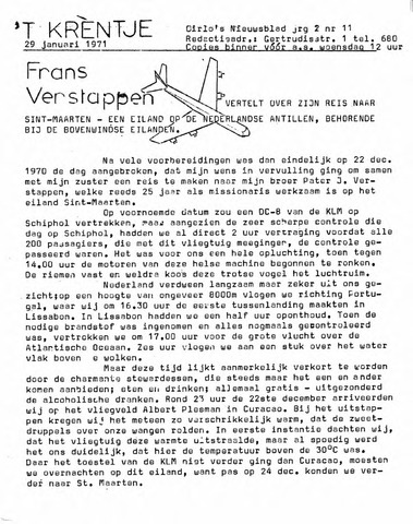 Oirlo's dorpsblad 't Krèntje 1971-01-29