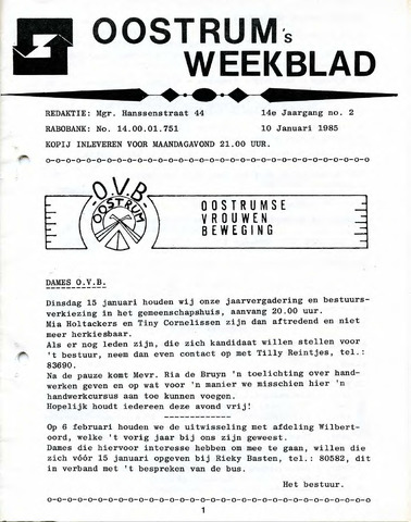 Oostrum's Weekblad 1985-01-10