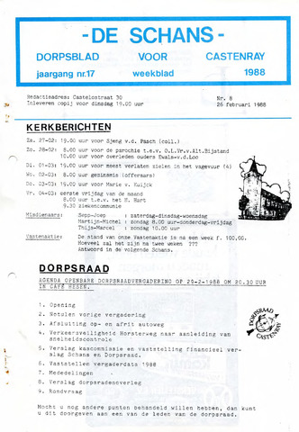 Castenrays dorpsblad De Schans 1988-02-26