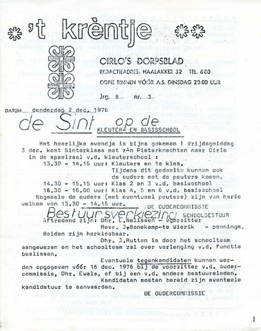 Oirlo's dorpsblad 't Krèntje 1976-12-02
