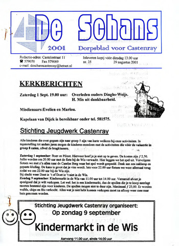 Castenrays dorpsblad De Schans 2001-08-29