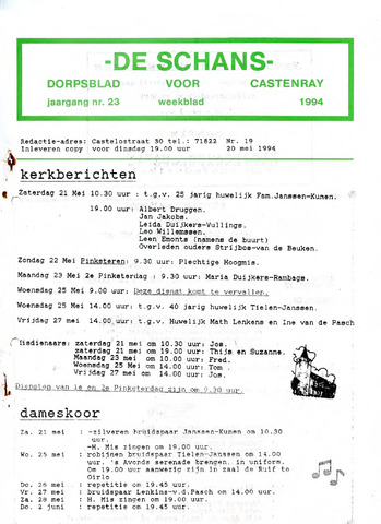 Castenrays dorpsblad De Schans 1994-05-20
