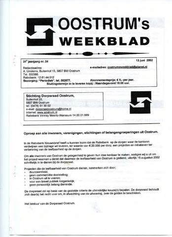 Oostrum's Weekblad 2002-06-13