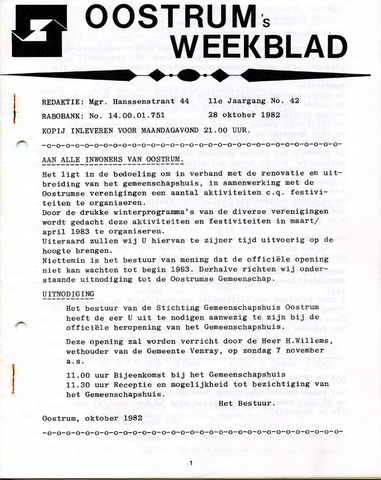 Oostrum's Weekblad 1982-10-28