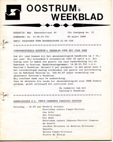Oostrum's Weekblad 1986-03-20