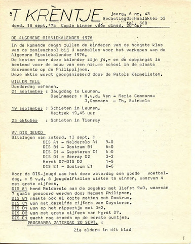 Oirlo's dorpsblad 't Krèntje 1975-09-18