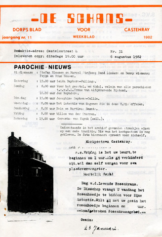 Castenrays dorpsblad De Schans 1982-08-06