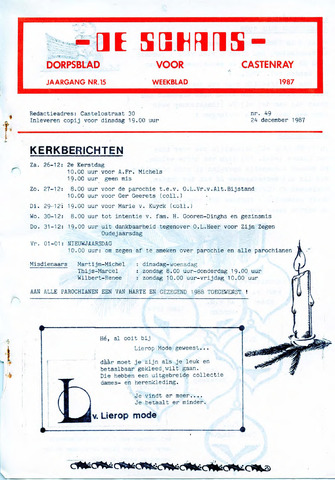 Castenrays dorpsblad De Schans 1987-12-24